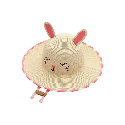 Chapeau de paille de style sauveteur avec lapin à facteur de protection contre les rayons UV 50 pour tout-petit