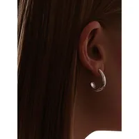 Streamline Large Rhodium-Plated Hoop Earrings