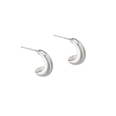 Streamline Small Rhodium-Plated Hoop Earrings