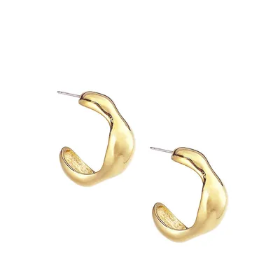 Amphora 14K Goldplated Contour Hoop Earrings