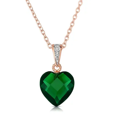 Sterling Silver with Colored Cubic Zirconia Heart-shape Pendant Necklace