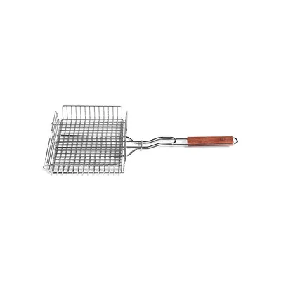 Chrome Grill Basket with Rosewood Handle