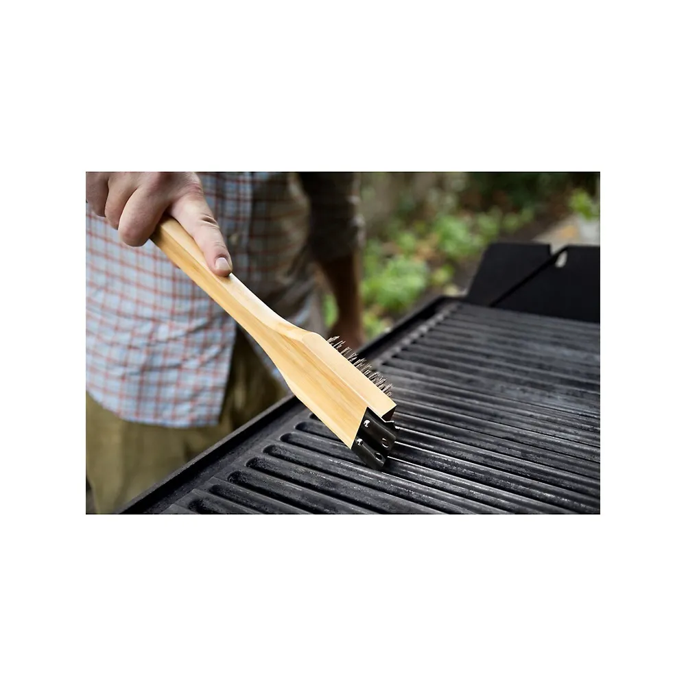 Dyna-Glo 18 in. Flat-Top Grill Brush with Palmyra Bristles and Stainless Steel Scraper