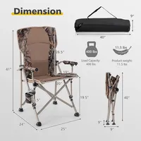 Portable Folding Arm Chair Heavy Duty 400 Lbs With Cup Holder For Camping