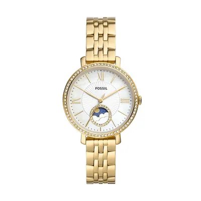 Women's Jacqueline Sun Moon Multifunction, Gold-tone Stainless Steel Watch