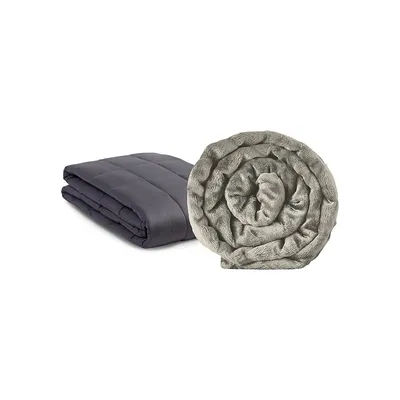 Couverture lestée Zensory Weighted Blanket de 7 kg de qualité supérieure avec housse lavable de couleur grise
