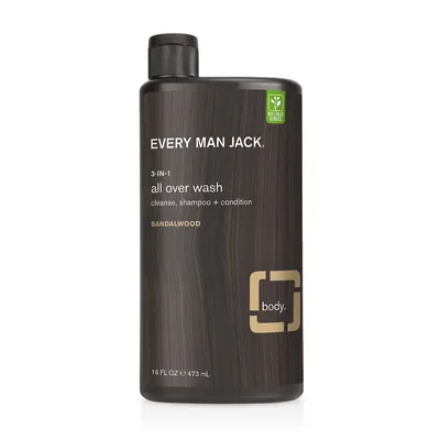 Every Man Jack 3-in-1 All Over Wash Sandalwood, 945mL
