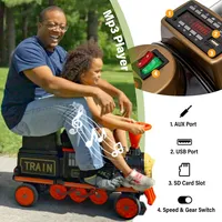 12v Ride-on Train For Kids, Realistic Train Locomotive And Carriage Set, Attachable Extra Train Carriage With Simulated Train Horn And Mp3 Player