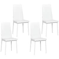 Set Of 4 High Back Pu Leather Dining Chairs