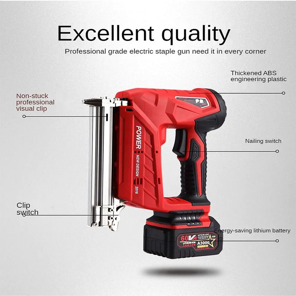 USB Rechargeable Cordless Stapler Electric Nail Gun Woodworking Tool W/1500  Nail | eBay