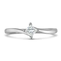 14k White Gold 0.34 Ct Princess Cut Gia Certified Diamond Solitaire Ring