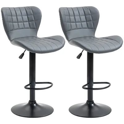 Swivel Bar Stools In Pu Leather Set Of 2