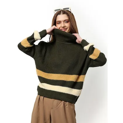Women Colorblock Casual Winter Sweater