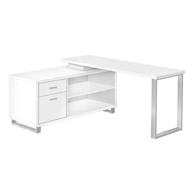 Computer Desk 72"l White Silver Executive Corner