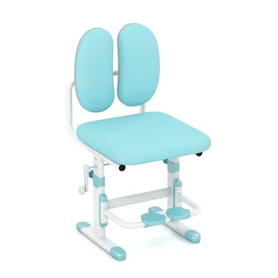 Height-adjustable Kids Desk Chair With Double Back Support & Rotatable Footrests