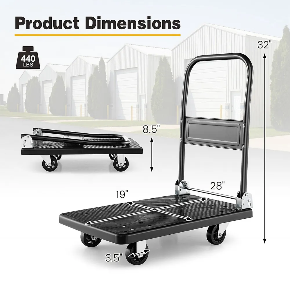 Costway 330lbs Folding Platform Cart Dolly Push Hand Truck Moving