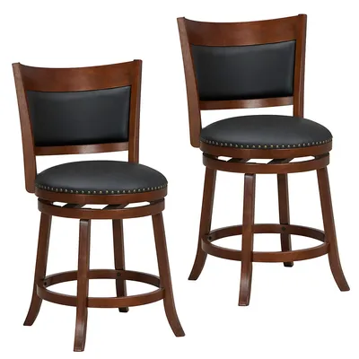 Swivel Bar Stools Set Of 2 25" Counter Height 20" Wider Cushioned Seat Kitchen