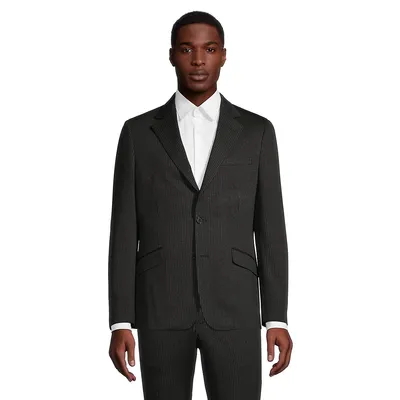 Slim-Fit Pinstriped Suit Jacket