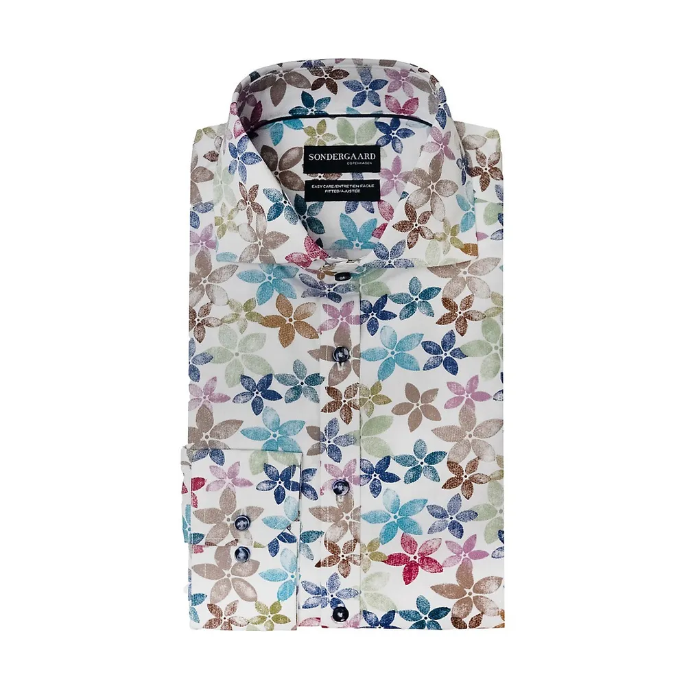 Chemise habillée fleurie de coupe étroite