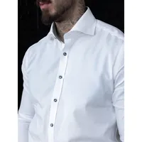 Chemise habillée ajustée en popeline unie