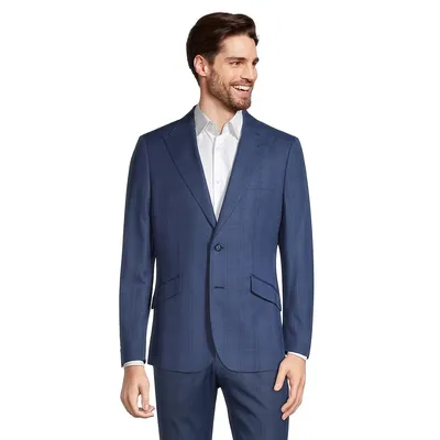Slim-Fit Stretch Plaid Suit Jacket