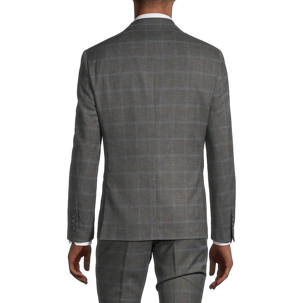 Slim-Fit Stretch Plaid Suit Jacket