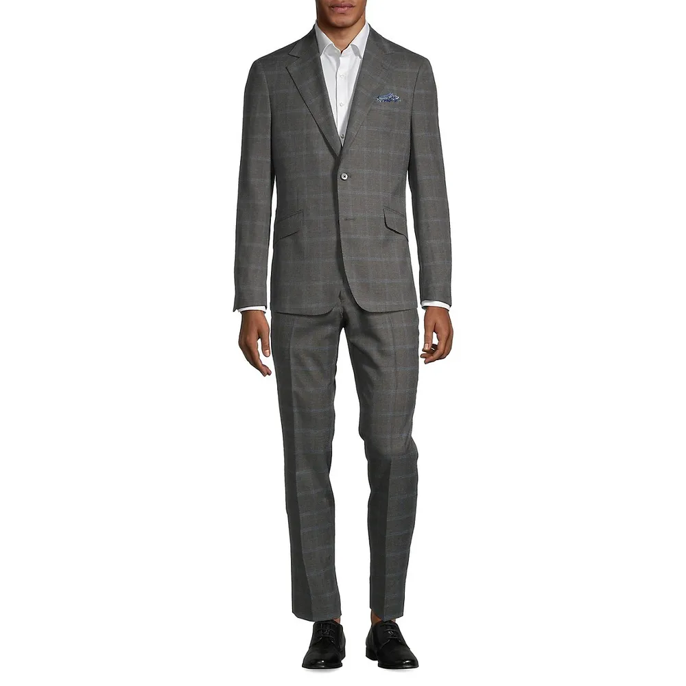 Slim-Fit Stretch Plaid Suit Jacket