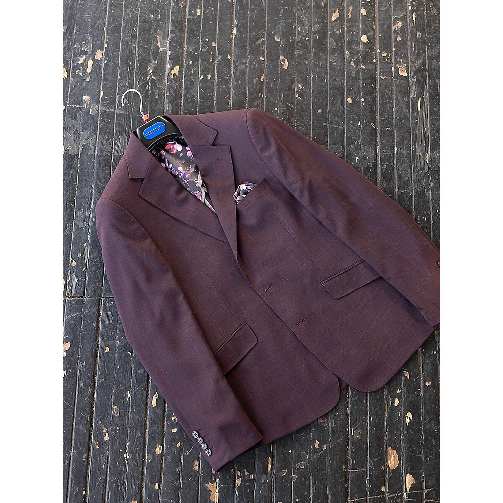 Slim-Fit Tonal Plaid Suit Jacket