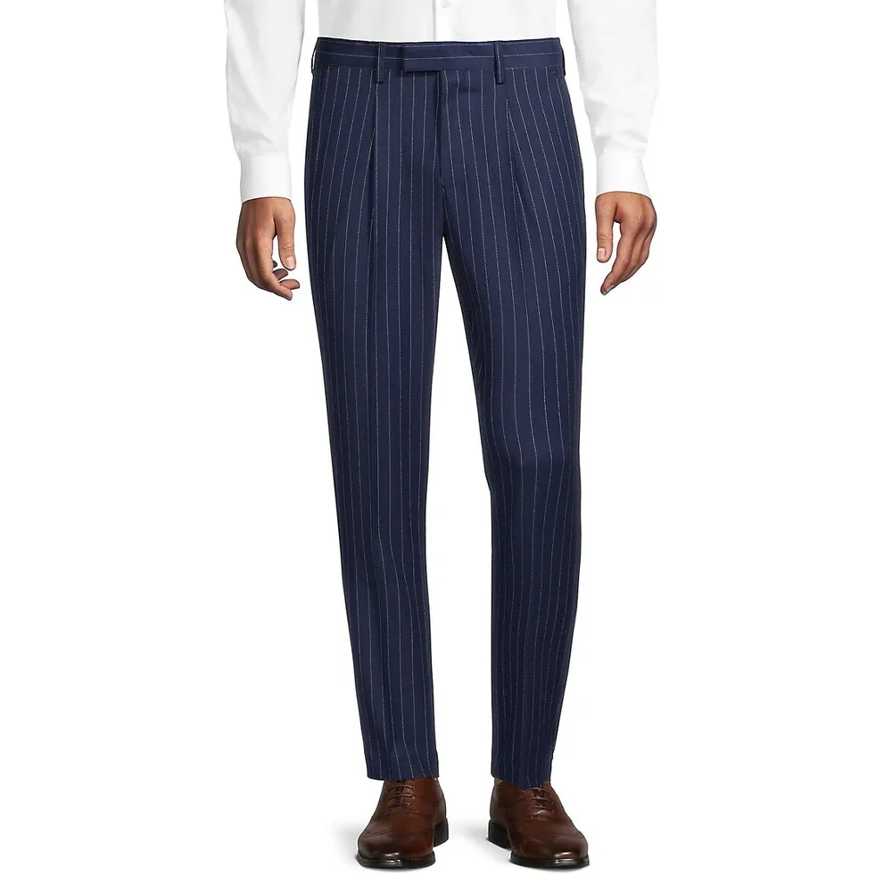 Stripe Formal Trousers In Navy B91 Tim