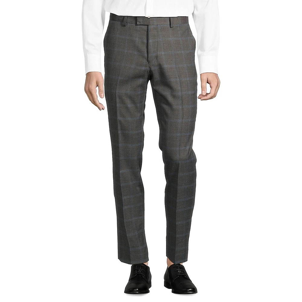 Slim-Fit Stretch Plaid Suit Pants