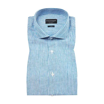 Malaga Casual Modern-Fit Linen Seersucker Shirt