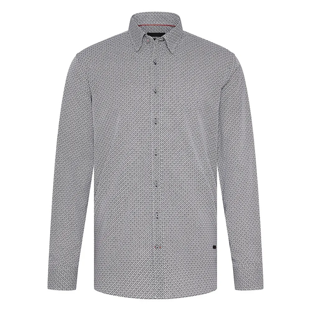 Slim-Fit Flexcity Geo-Print Cotton Shirt