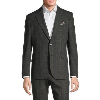 Slim-Fit Stretch Plaid Suit Jacket