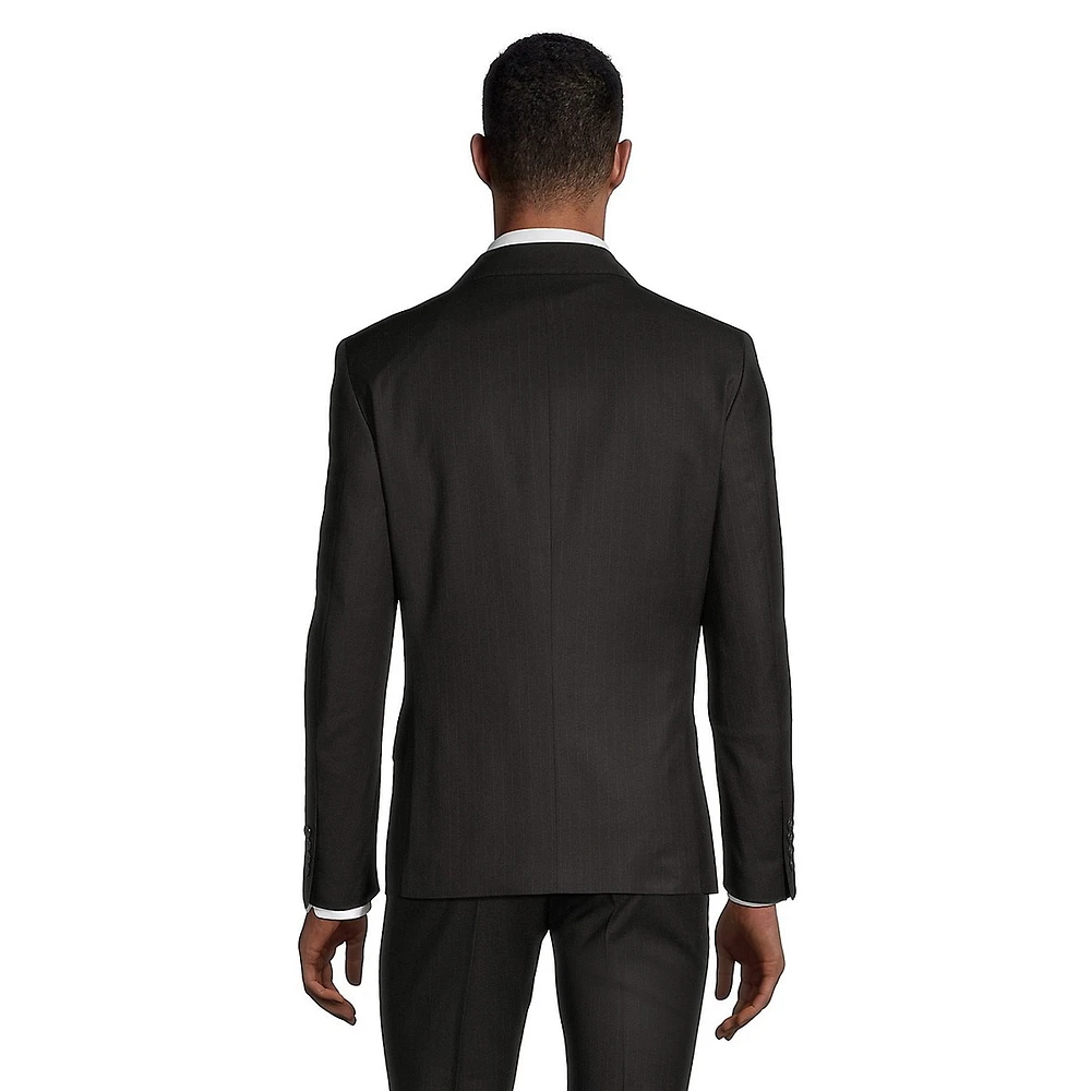 Slim-Fit Pinstriped Suit Jacket