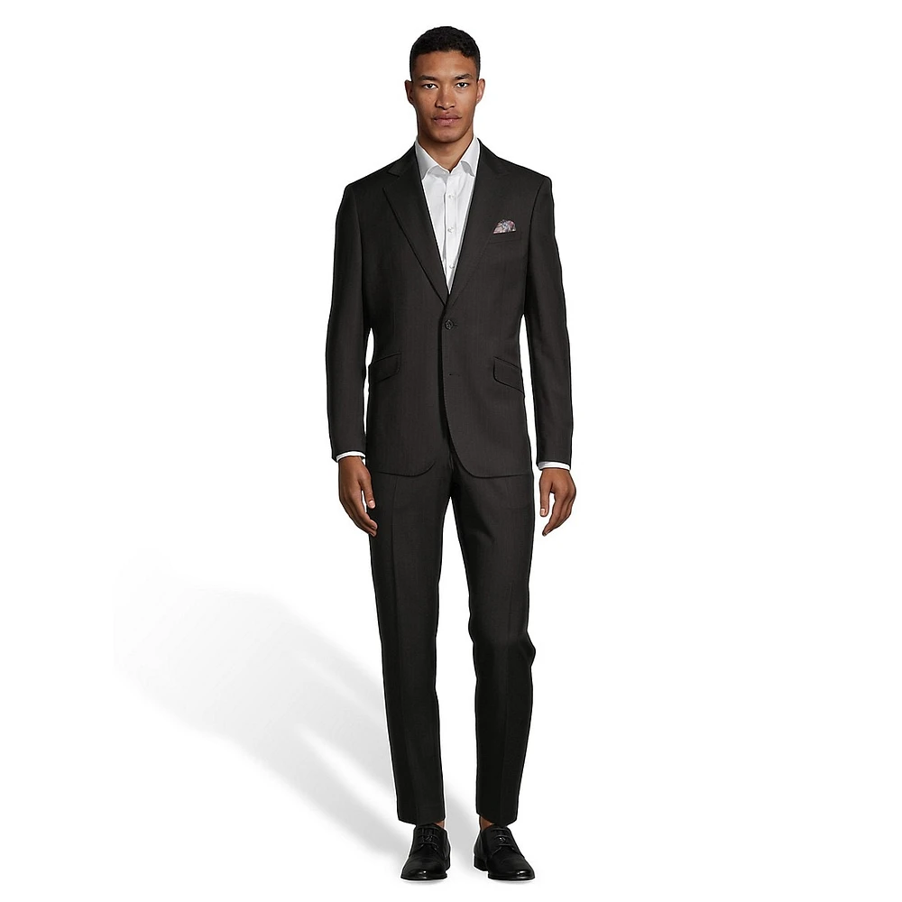 Slim-Fit Pinstriped Suit Jacket