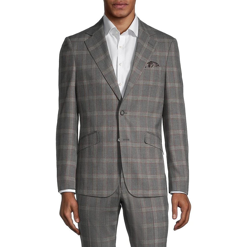 Slim-Fit Stretch Plaid Suit Jacket