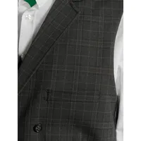 Slim-Fit Stretch Plaid and Floral Double-Breasted Vest