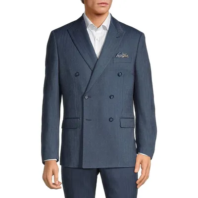 Peak-Lapel Double-Breasted Suit Separate Jacket