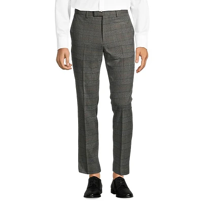Modern-Classic Fit Plaid Suit Pants