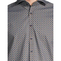 Slim-Fit Medallion Motif Dress Shirt