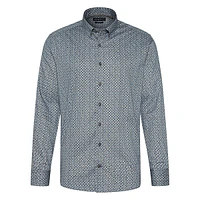 Modern-Fit Geo-Print Twill Button-Down Shirt