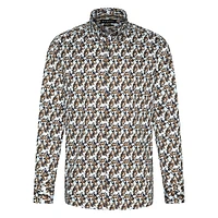 Modern-Fit Abstract Floral Twill Button-Down Shirt