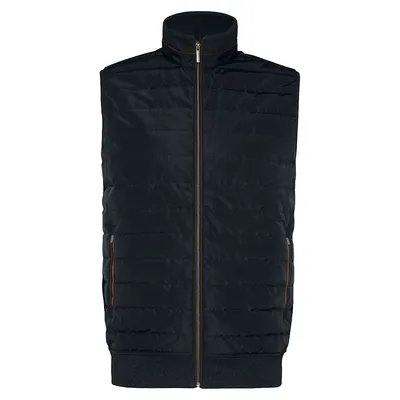 Quilted-Front Knit Zip Vest