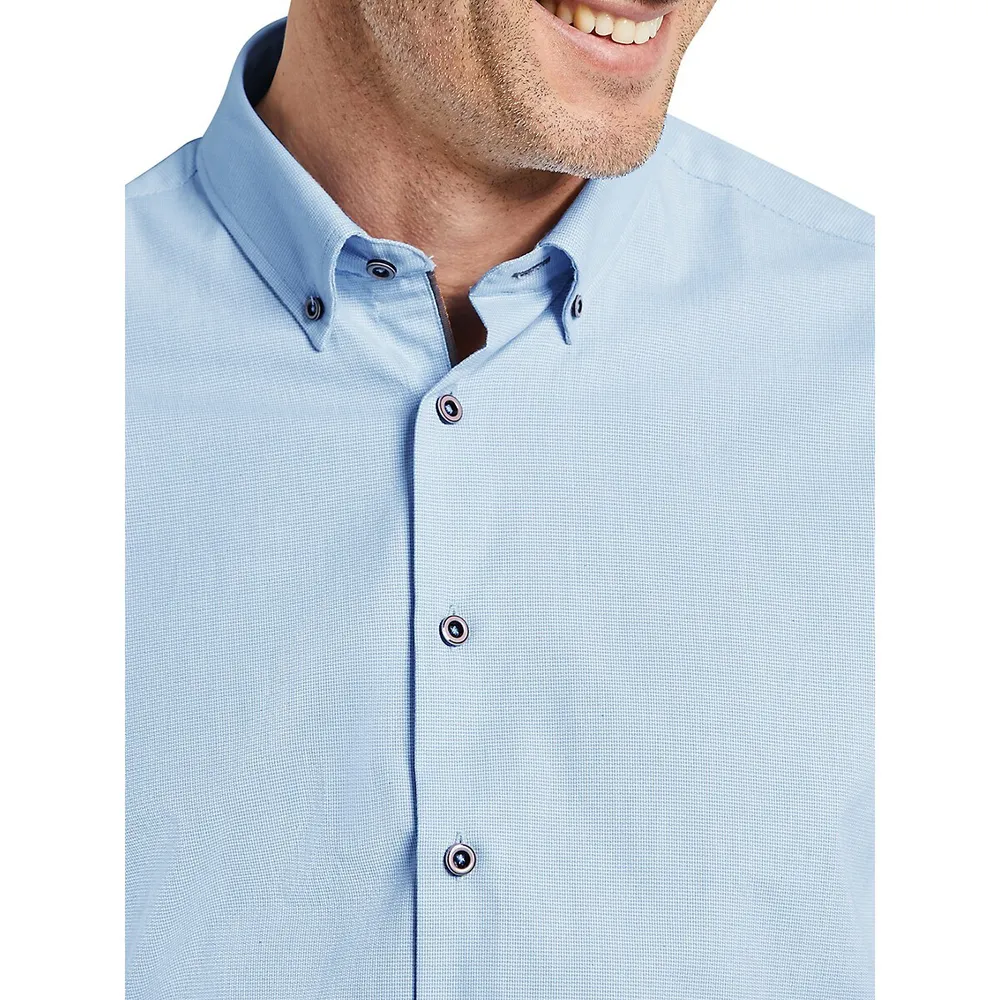 Textured Cotton Button-Down Shirt