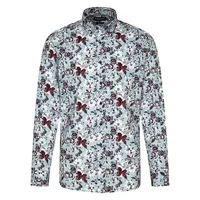 Modern-Fit Printed Peach Twill Shirt