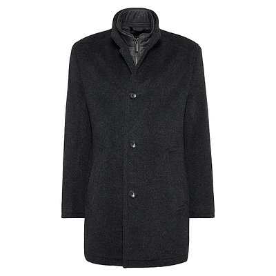 Wool-Blend Stand-Collar Gilet Coat