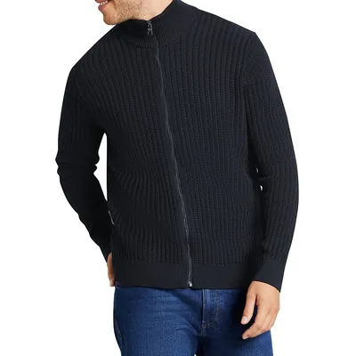 Full-Zip Mini Cable-Knit Sweater
