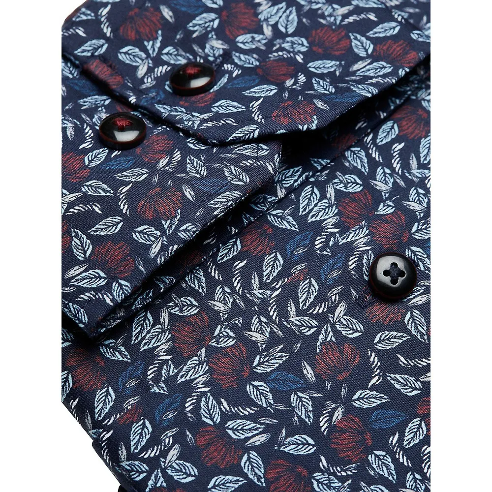 Floral Twill Button-Under Collar Shirt