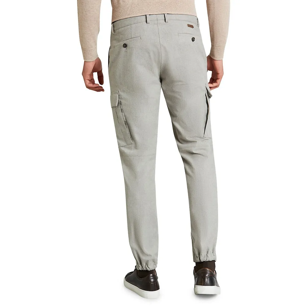 Flannel-Touch Tapered-Fit Cargo Chino Pants