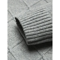 Wool-Blend Diamond-Front Turtleneck Sweater